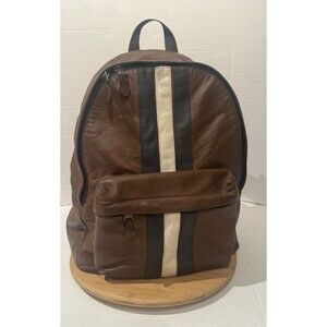 Coach Men’s Charles Backpack  Calf Leather Varsity Stripe 16” Day bag ,Travel